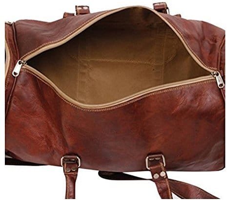 Leather Rustic Round Travel Duffle Bag